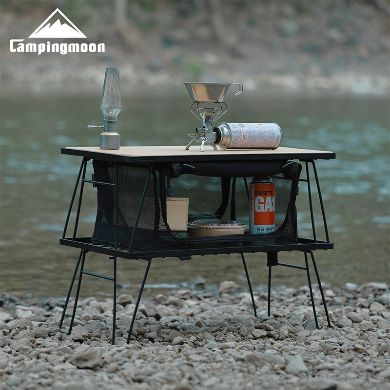 Camping Cooking Table - CAMPINGMOON T230 ชั้นวางของอเนกประสงค์สำหรับเก็บอุปกรณ์เหล็ก โต๊ะแคมป์ปิ้งแบบพกพา โต๊ะบาร์บีคิวอเนกประสงค์ โต๊ะพับสำหรับใช้งานกลางแจ้ง