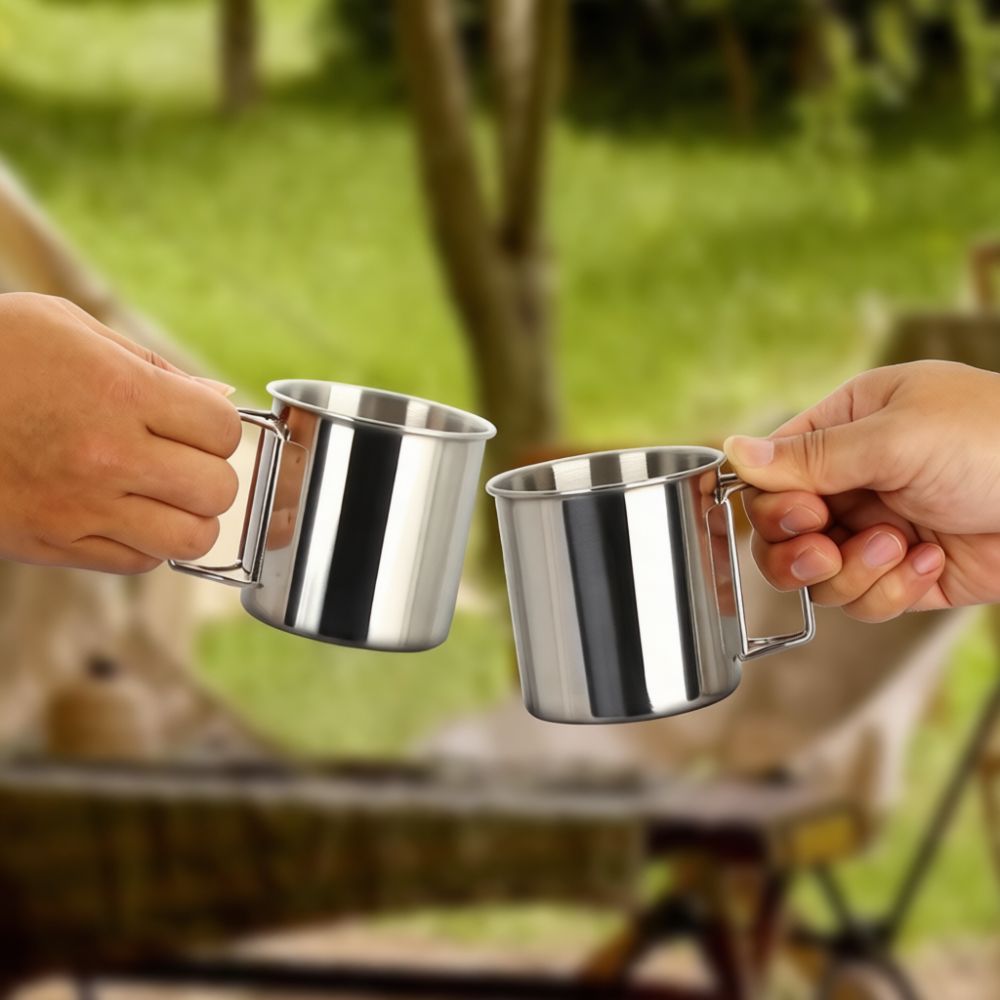 Camping Cooking Dining Set - ชุดเครื่องครัวสำหรับตั้งแคมป์แบบมืออาชีพ ทำจากสแตนเลสสตีล พกพาสะดวก เหมาะสำหรับปิกนิก เดินป่า และการเดินทาง