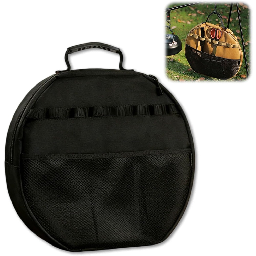 Camping Cooking Organizer - กระเป๋าเก็บกระทะย่าง, กระเป๋าพกพาสำหรับกระทะทอดและกระทะย่าง, ป้องกันรอยขีดข่วนสำหรับการทำอาหารกลางแจ้ง แคมป์ปิ้ง บาร์บีคิว และปิกนิก