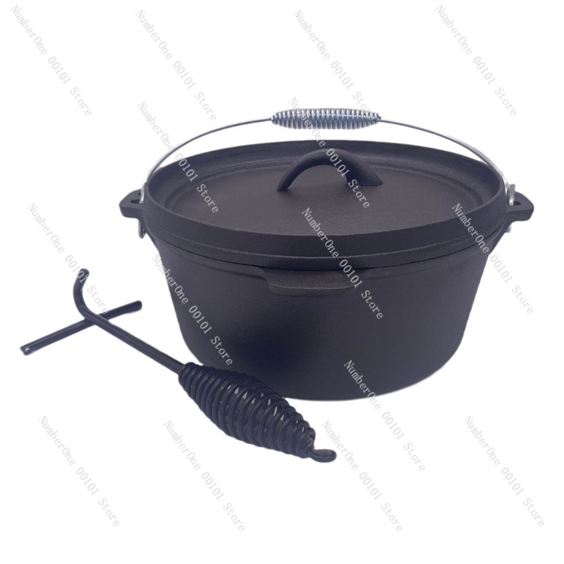 Camp Dutch Oven Cast - หม้อเหล็กหล่อแบบหนา 25 ซม. สำหรับตั้งแคมป์ ตุ๋น ต้ม