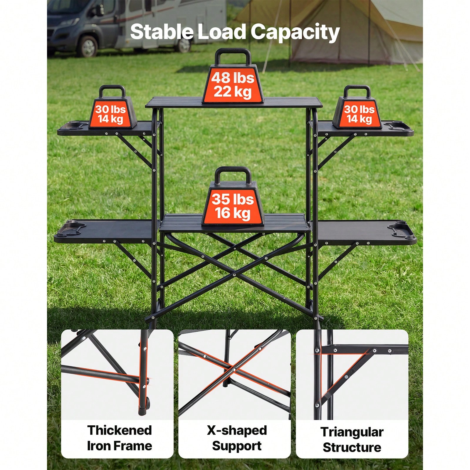 โต๊ะครัวสำหรับตั้งแคมป์, สถานี - Camping Cooking Table บทวิจารณ์และราคา