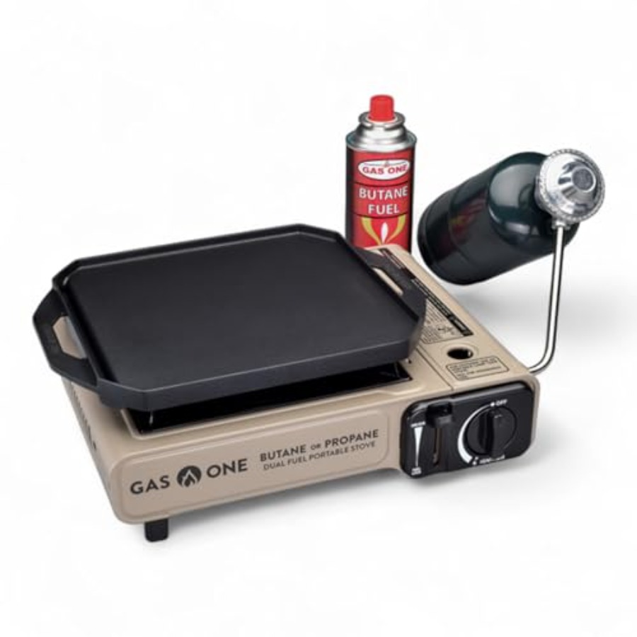 เตาแก๊สแบบแผ่นเรียบ GasOne GS- - Camping Cooking Flat Top บทวิจารณ์และราคา