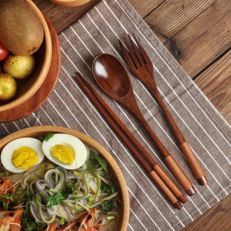 ชุดช้อนส้อมไม้ 3 ชิ้น ทำจากไม้ - Camping Cooking Dining Set บทวิจารณ์และราคา