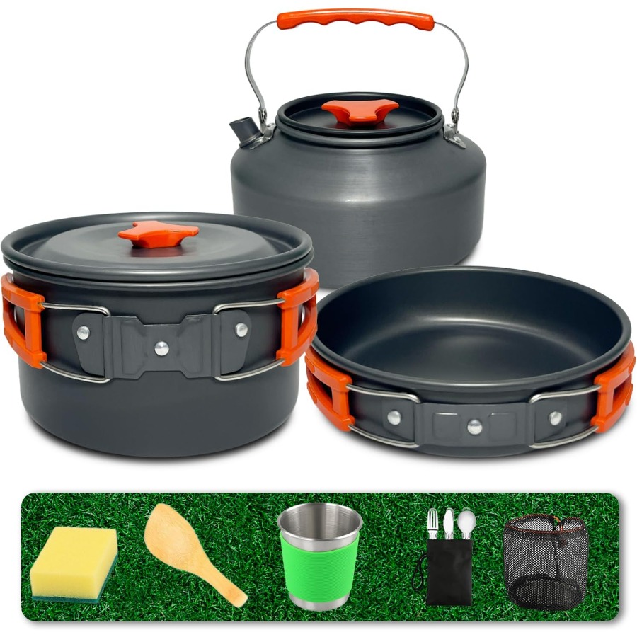 ชุดเครื่องครัวสำหรับแคมป์ปิ้ง: - Camping Hiking Cooking บทวิจารณ์และราคา